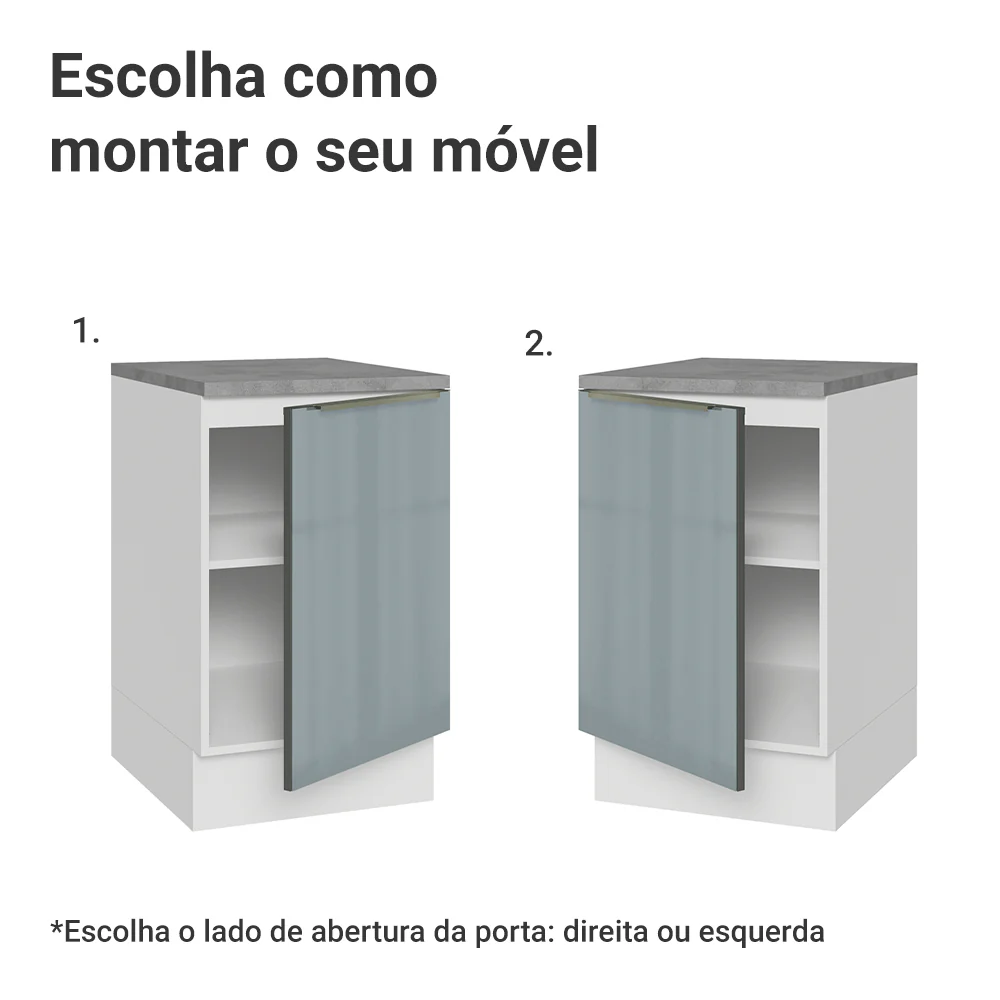 Balcão de Cozinha 50 x 60 cm 1 Porta (Com Tampo) Branco/Cinza Lux Madesa - Image 4
