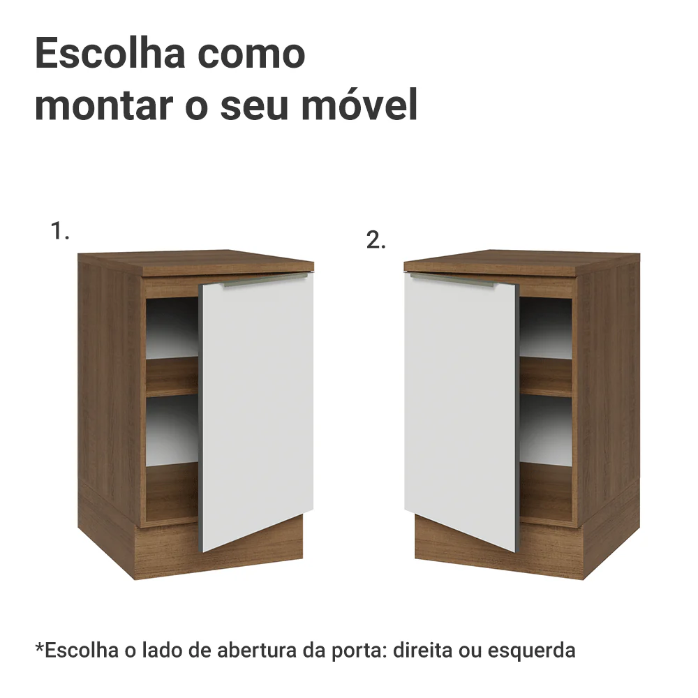 Balcão de Cozinha 50 x 60 cm 1 Porta (Com Tampo) Rustic/Branco Veludo Lux Madesa - Image 4