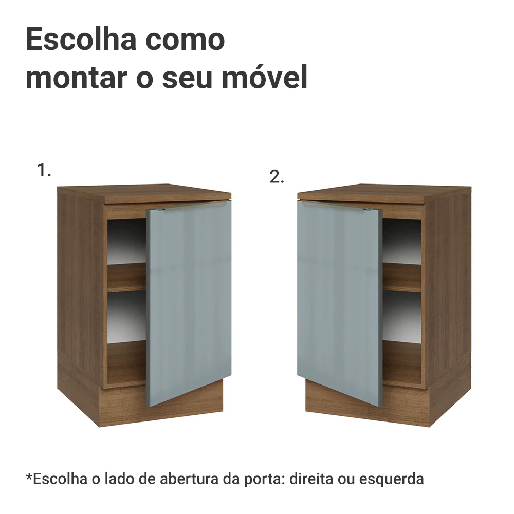 Balcão de Cozinha 50 x 60 cm 1 Porta (Com Tampo) Rustic/Cinza Lux Madesa - Image 4