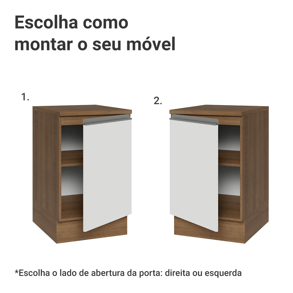 Balcão de Cozinha 50cm 1 Porta Rustic/Branco Glamy Madesa - Image 4