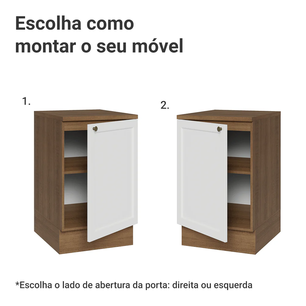 Balcão de Cozinha 50cm 1 Porta Rustic/Branco Vik Madesa - Image 4