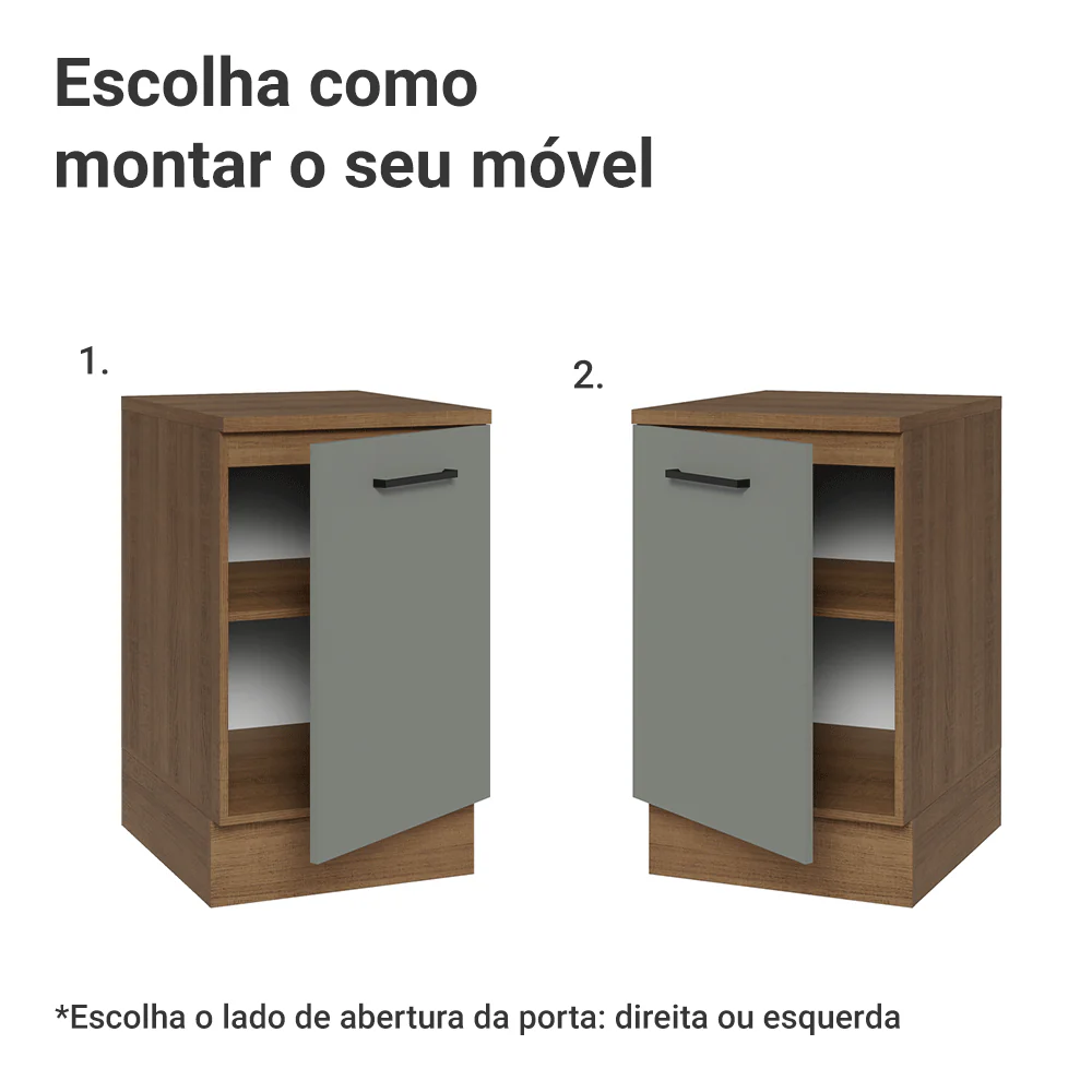 Balcão de Cozinha 50cm 1 Porta Rustic/Cinza Agata Madesa - Image 4