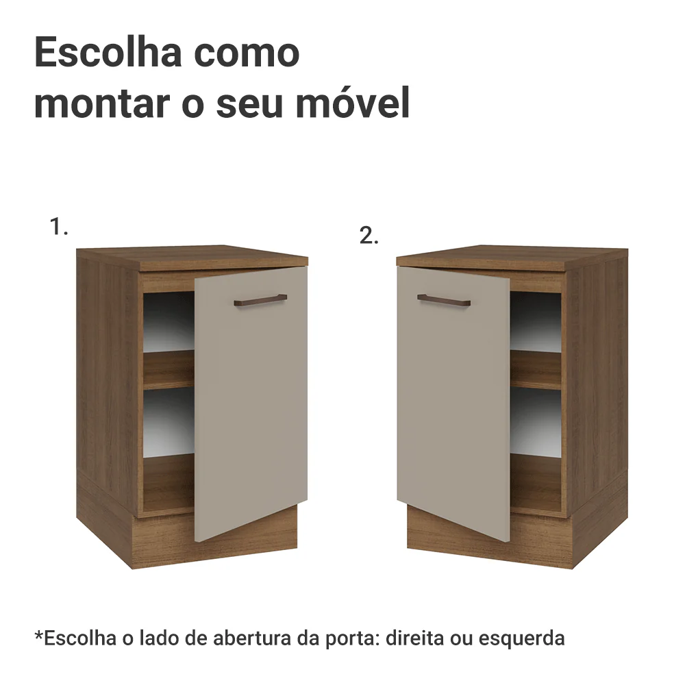 Balcão de Cozinha 50cm 1 Porta Rustic/Crema Agata Madesa - Image 4