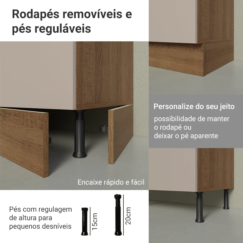 Balcão de Cozinha 50cm 1 Porta Rustic/Crema Agata Madesa - Image 8