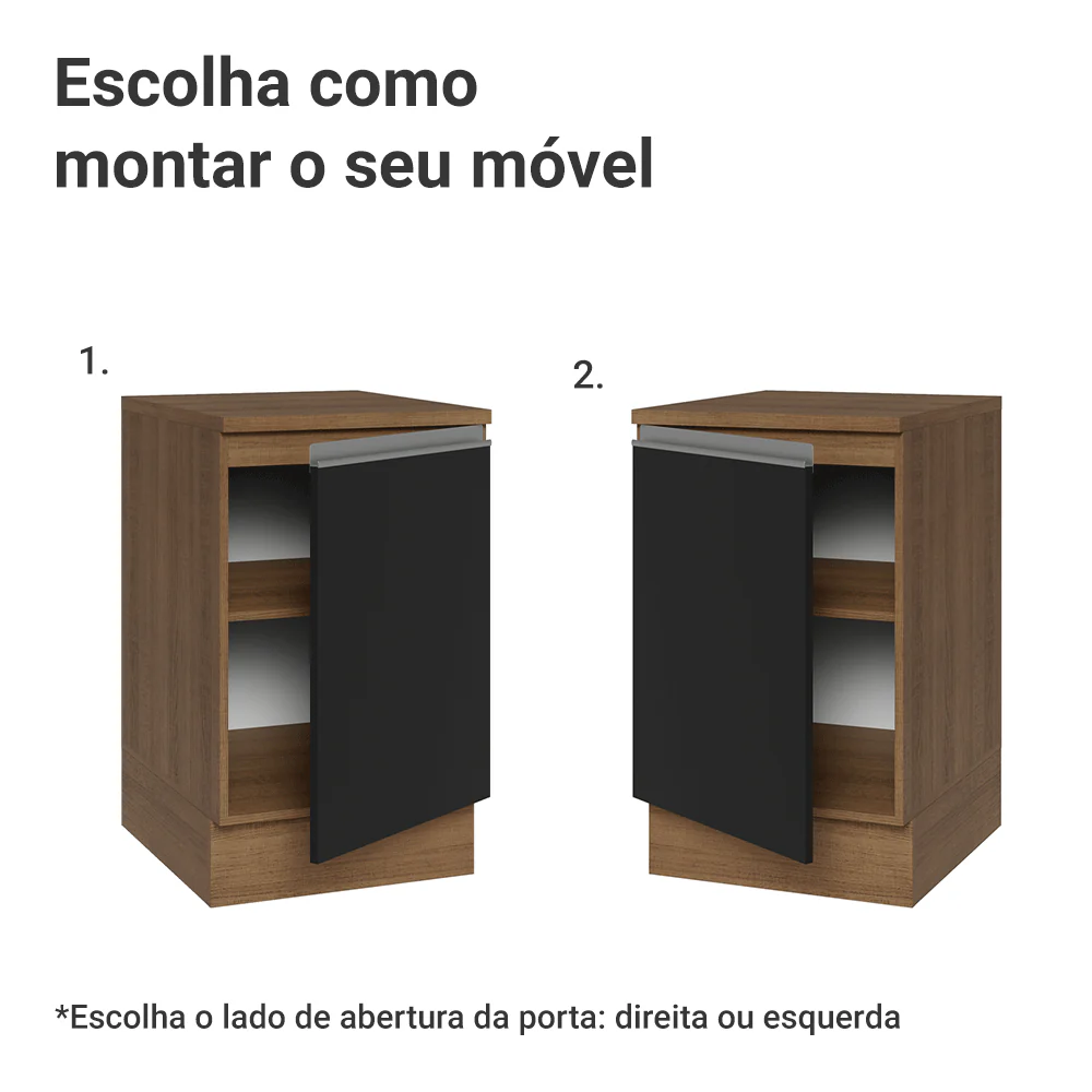 Balcão de Cozinha 50cm 1 Porta Rustic/Preto Glamy Madesa - Image 4
