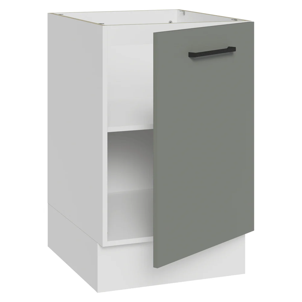 Balcão de Cozinha 50cm 1 Porta (Sem Tampo) Branco/Cinza Agata Madesa - Image 6