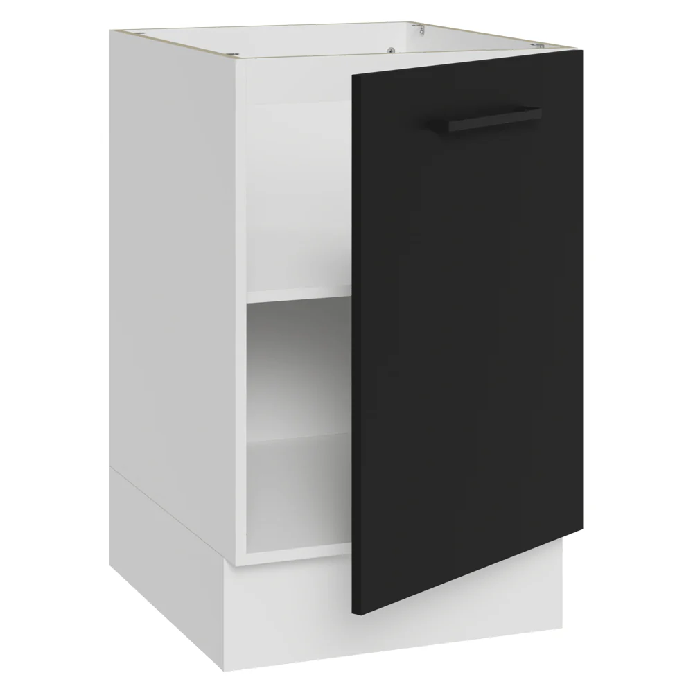 Balcão de Cozinha 50cm 1 Porta (Sem Tampo) Branco/Preto Agata Madesa - Image 6
