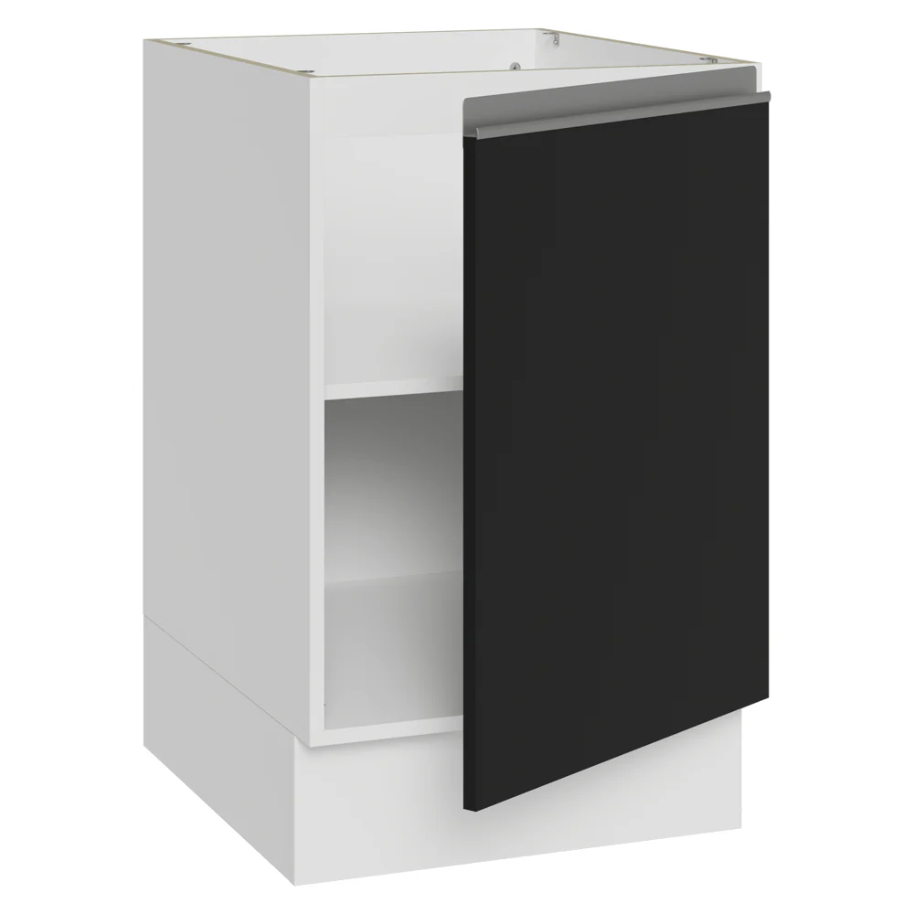 Balcão de Cozinha 50cm 1 Porta (Sem Tampo) Branco/Preto Glamy Madesa - Image 6