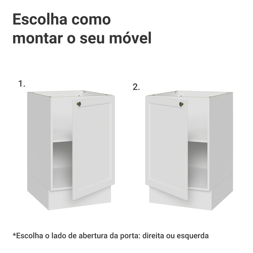 Balcão de Cozinha 50cm 1 Porta (Sem Tampo) Branco Vik Madesa - Image 4