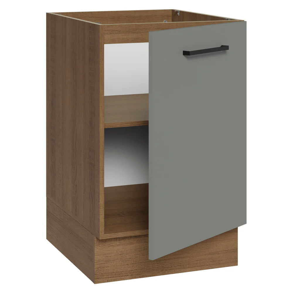 Balcão de Cozinha 50cm 1 Porta (Sem Tampo) Rustic/Cinza Agata Madesa - Image 6