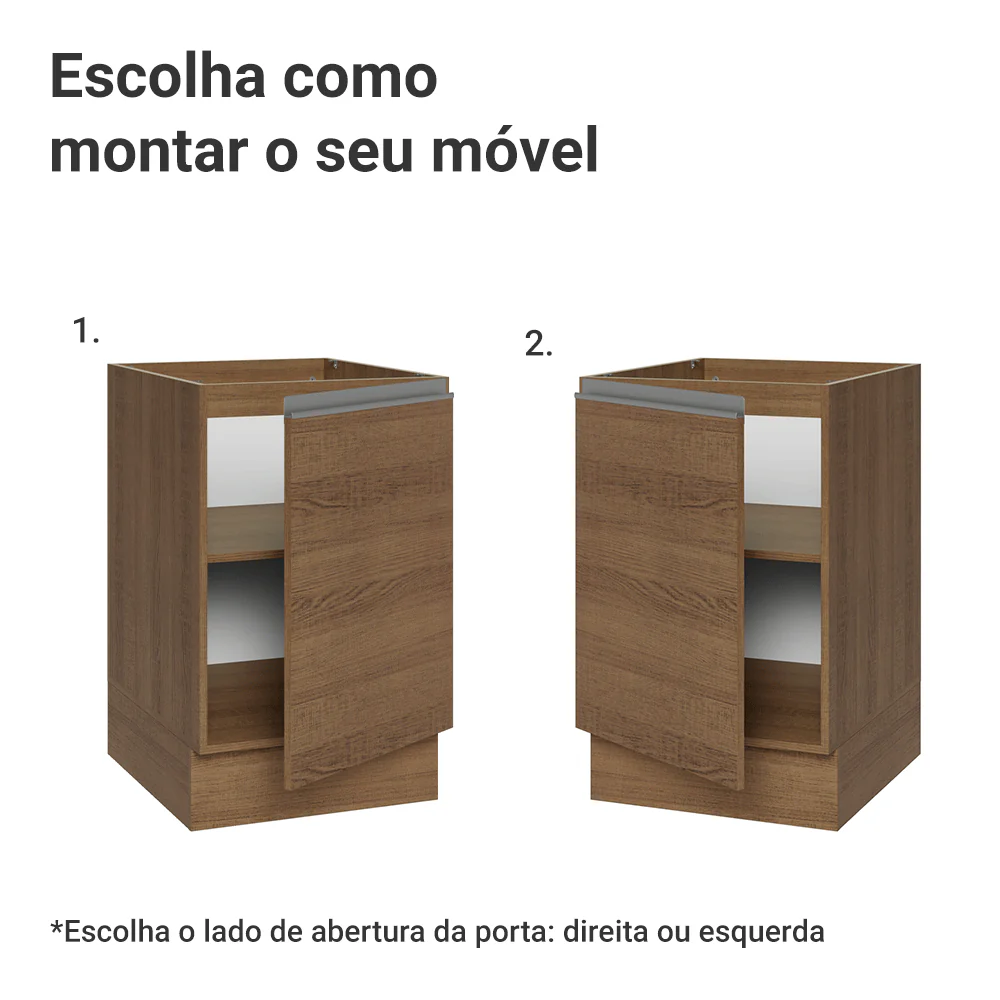 Balcão de Cozinha 50cm 1 Porta (Sem Tampo) Rustic Glamy Madesa - Image 4