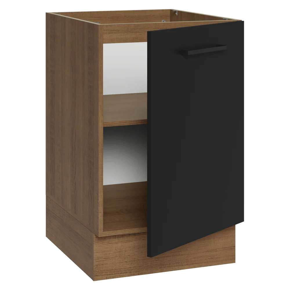 Balcão de Cozinha 50cm 1 Porta (Sem Tampo) Rustic/Preto Agata Madesa - Image 6