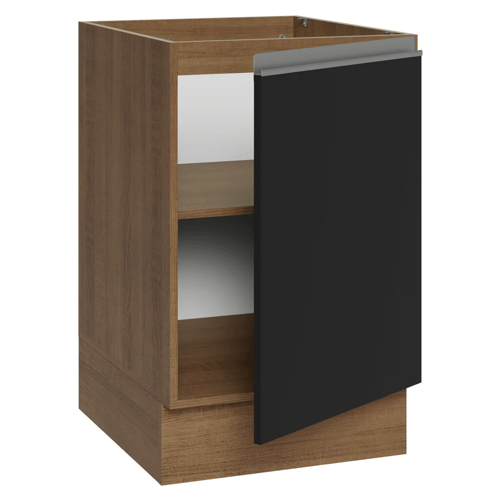 Balcão de Cozinha 50cm 1 Porta (Sem Tampo) Rustic/Preto Glamy Madesa - Image 6
