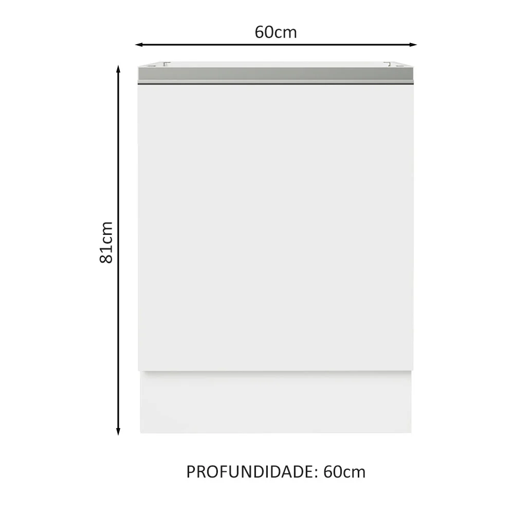 Balcão Cozinha 60 x 60 cm 1 Porta (Sem Tampo) Branco Glamy Madesa - Image 2