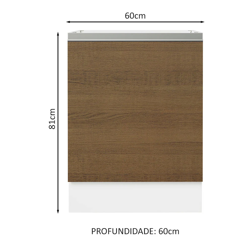 Balcão Cozinha 60 x 60 cm 1 Porta (Sem Tampo) Branco/Rustic Glamy Madesa - Image 2