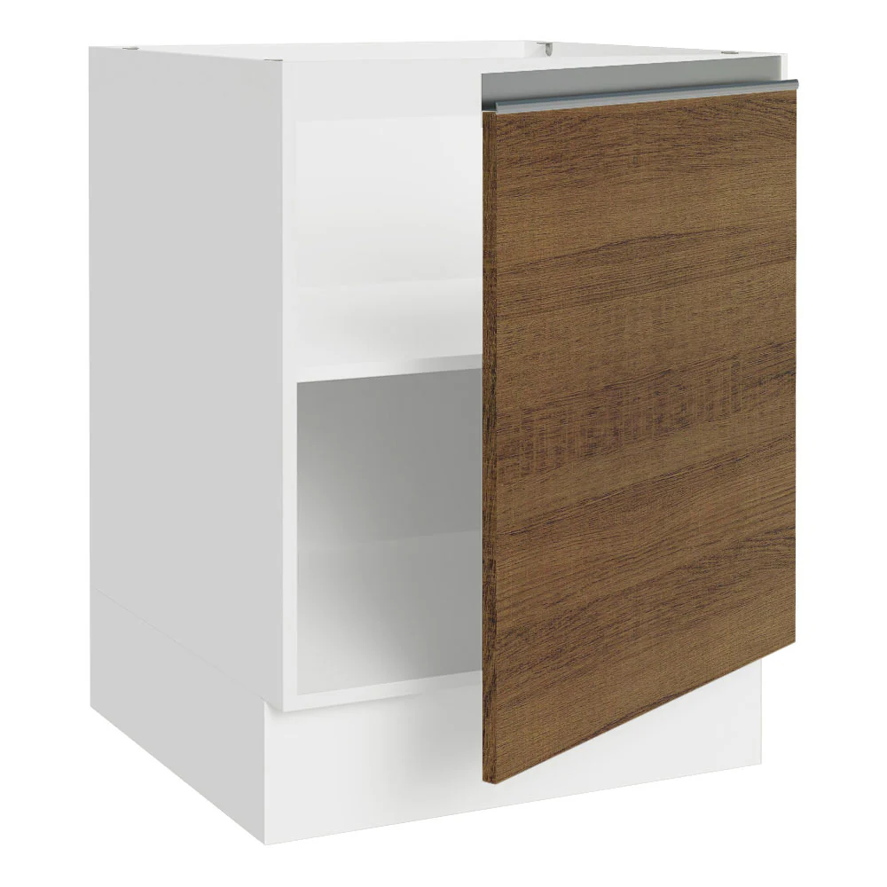 Balcão Cozinha 60 x 60 cm 1 Porta (Sem Tampo) Branco/Rustic Glamy Madesa - Image 5