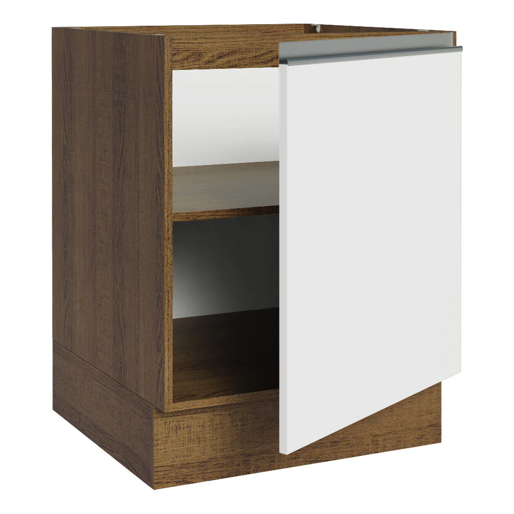 Balcão Cozinha 60 x 60 cm 1 Porta (Sem Tampo) Rustic/Branco Glamy Madesa - Image 6
