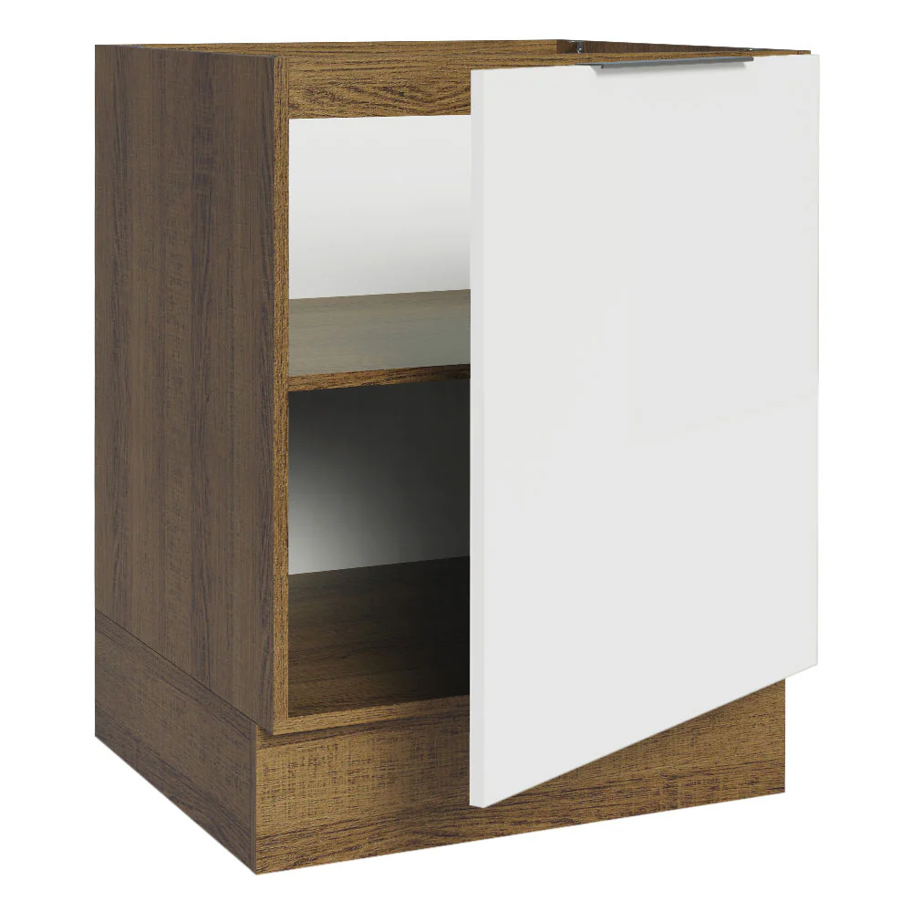 Balcão Cozinha 60 x 60 cm 1 Porta (Sem Tampo) Rustic/Branco Stella Madesa - Image 5