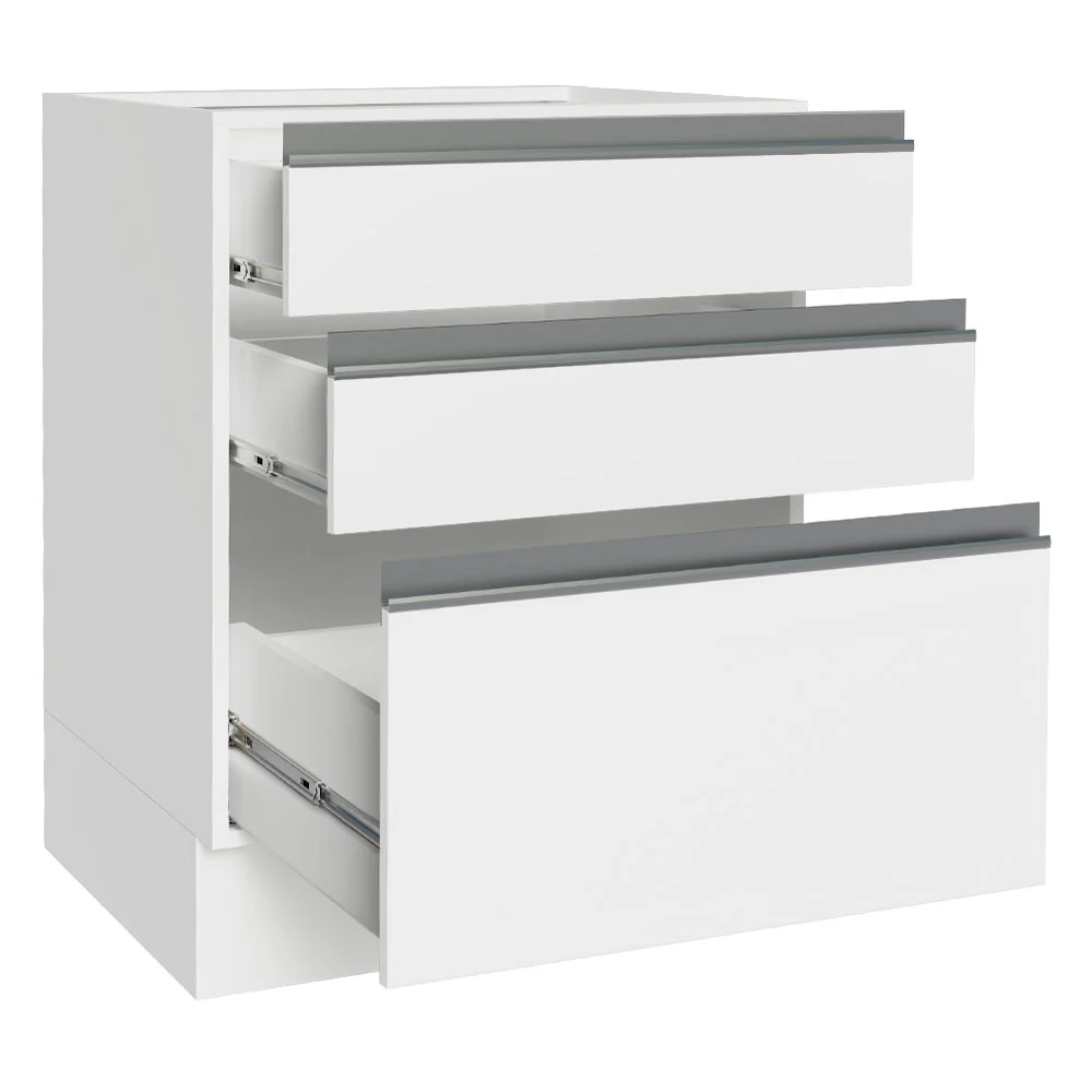 Balcão Cozinha 60 x 60 cm 3 Gavetas (Sem Tampo) Branco Glamy Madesa - Image 3