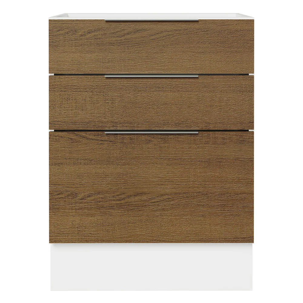 Balcão Cozinha 60 x 60 cm 3 Gavetas (Sem Tampo) Branco/Rustic Stella Madesa - Image 5