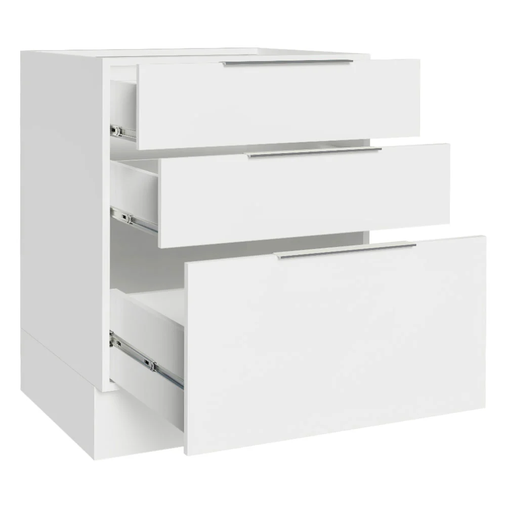 Balcão Cozinha 60 x 60 cm 3 Gavetas (Sem Tampo) Branco Stella Madesa - Image 3