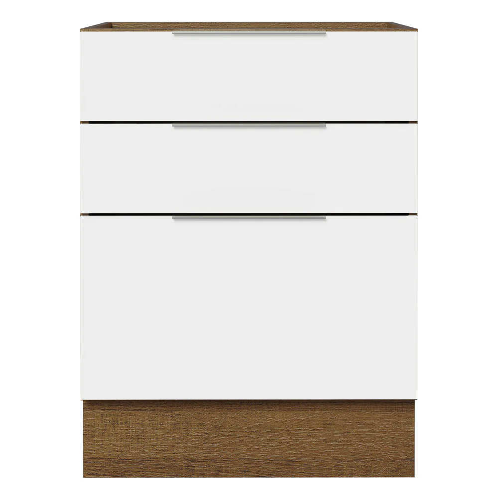 Balcão Cozinha 60 x 60 cm 3 Gavetas (Sem Tampo) Rustic/Branco Stella Madesa - Image 5
