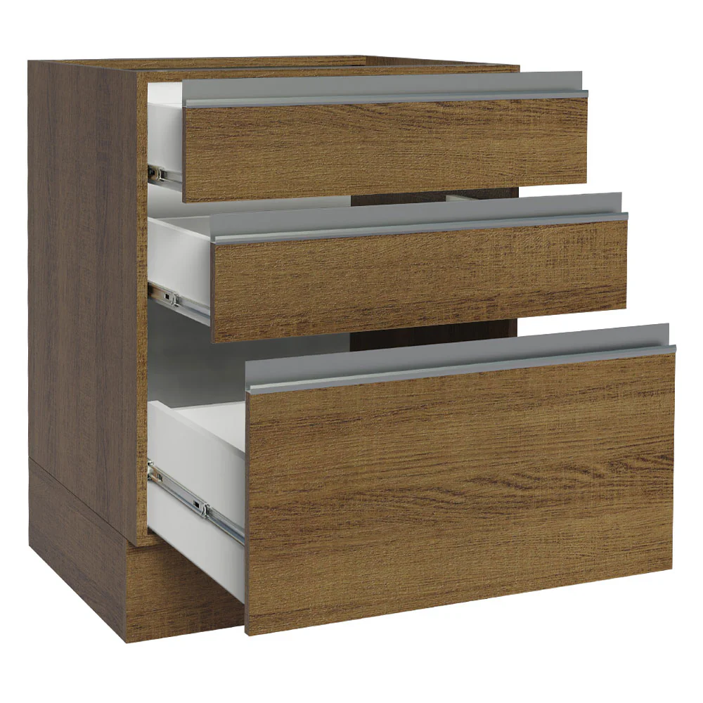 Balcão Cozinha 60 x 60 cm 3 Gavetas (Sem Tampo) Rustic Glamy Madesa - Image 3