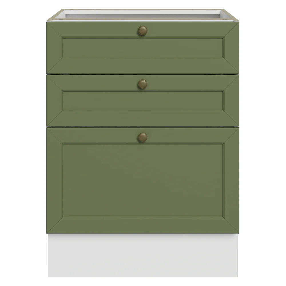 Balcão de Cozinha 60 x 60 cm 3 Gavetas (Sem Tampo) Branco/Verde Vik Madesa - Image 4