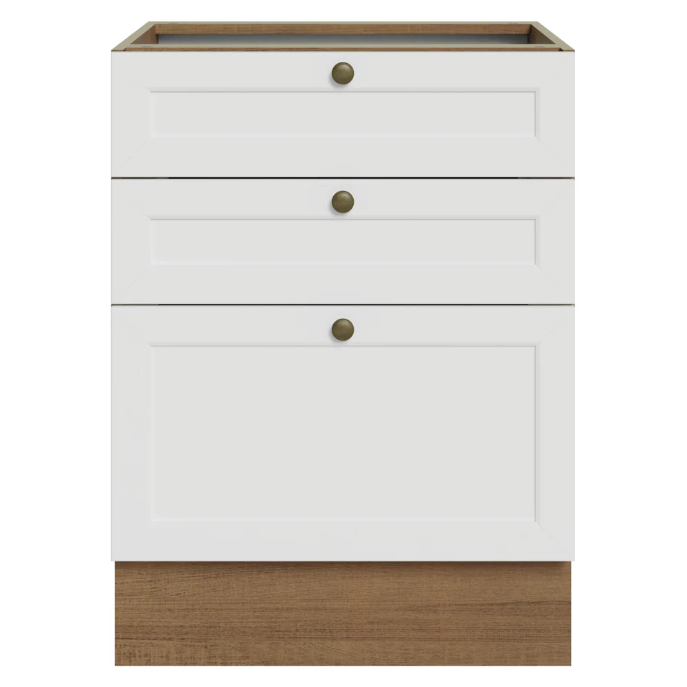Balcão de Cozinha 60 x 60 cm 3 Gavetas (Sem Tampo) Rustic/Branco Vik Madesa - Image 4