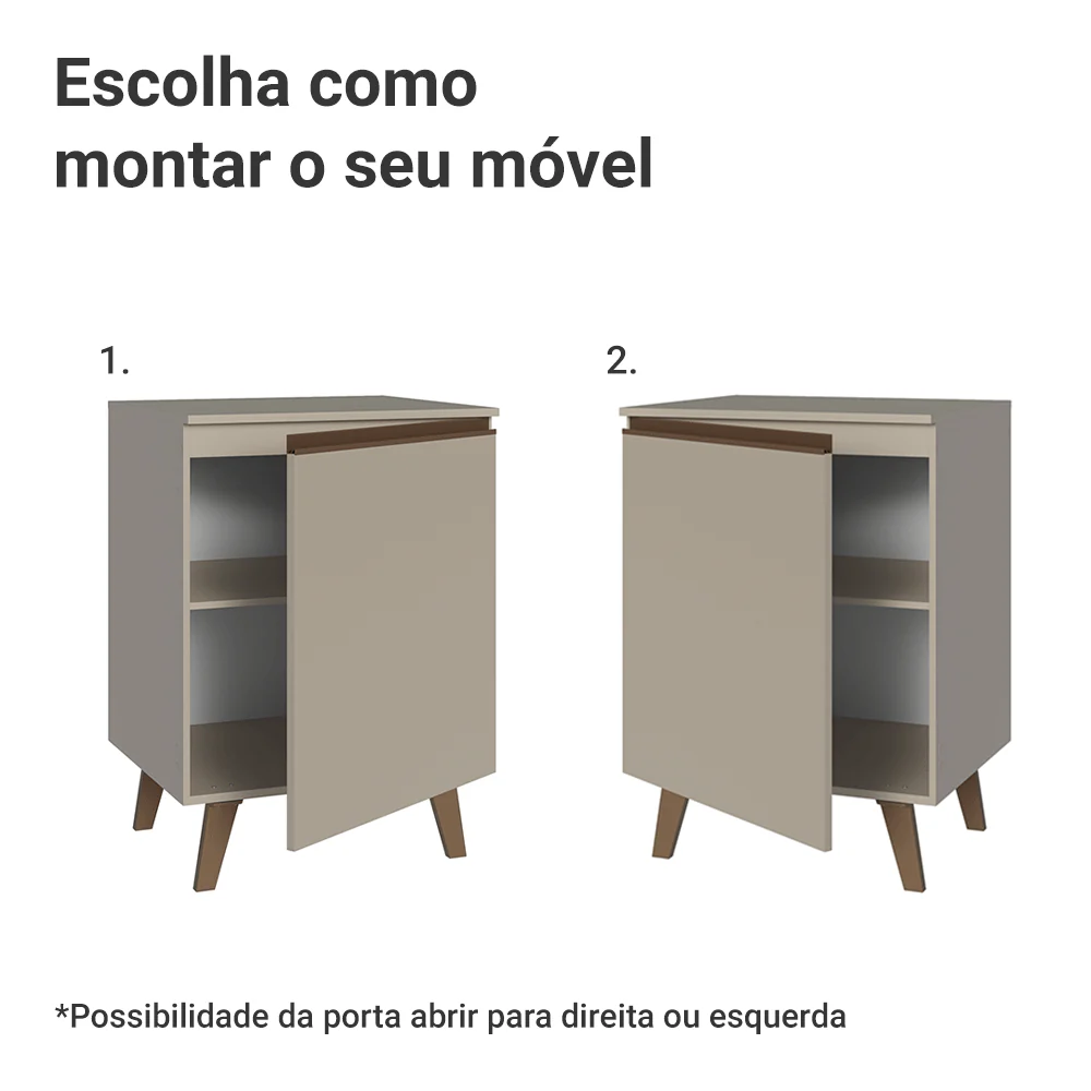 Balcão de Cozinha 60 cm 1 Porta Com Pés Crema Nice Madesa - Image 5