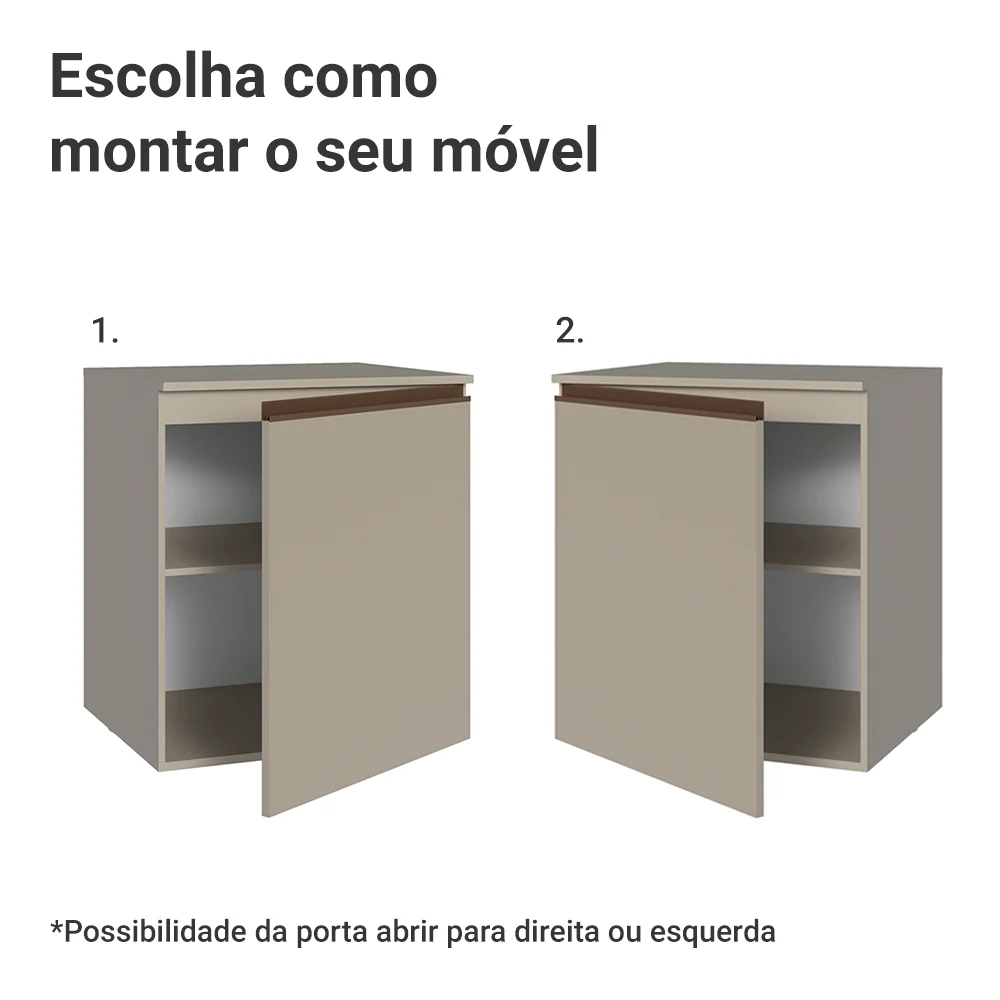 Balcão de Cozinha 60 cm 1 Porta Suspenso Crema Nice Madesa - Image 5