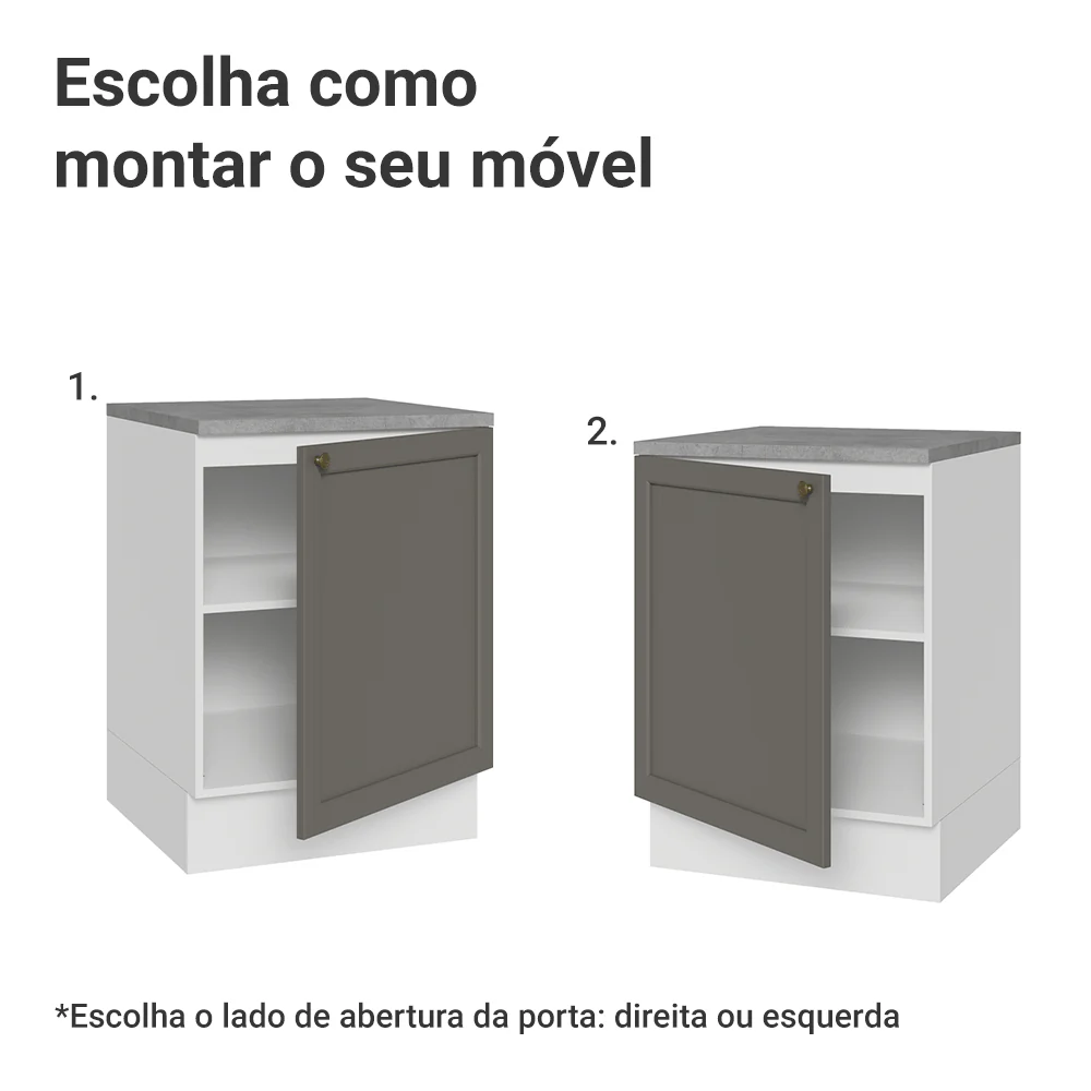 Balcão de Cozinha 60 cm 1 Porta Branco/Cinza Vik Madesa - Image 4