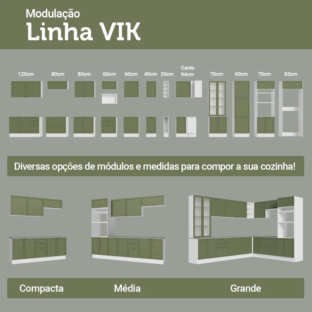 Balcão de Cozinha 60 cm 1 Porta Branco/Verde Vik Madesa - Image 10
