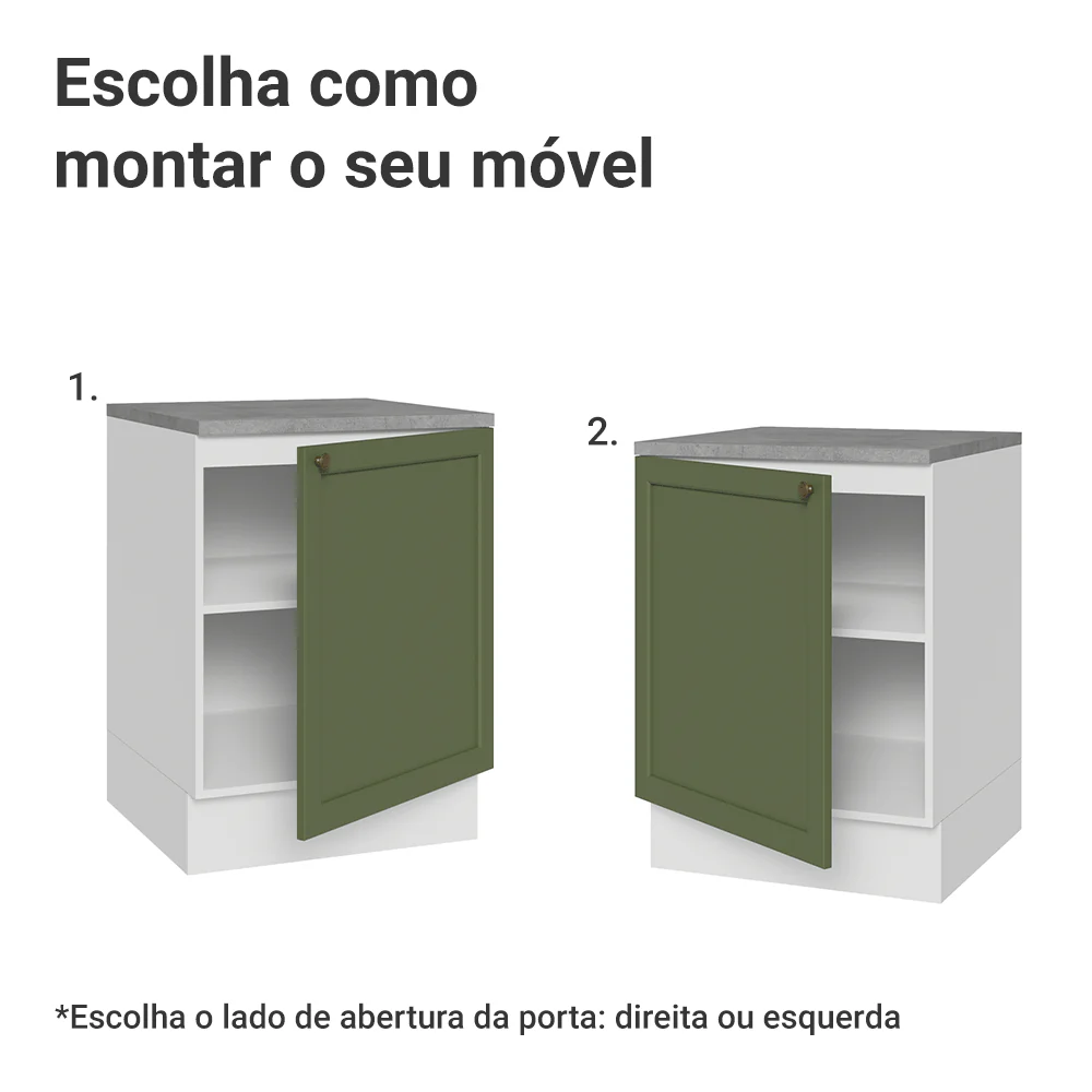 Balcão de Cozinha 60 cm 1 Porta Branco/Verde Vik Madesa - Image 4