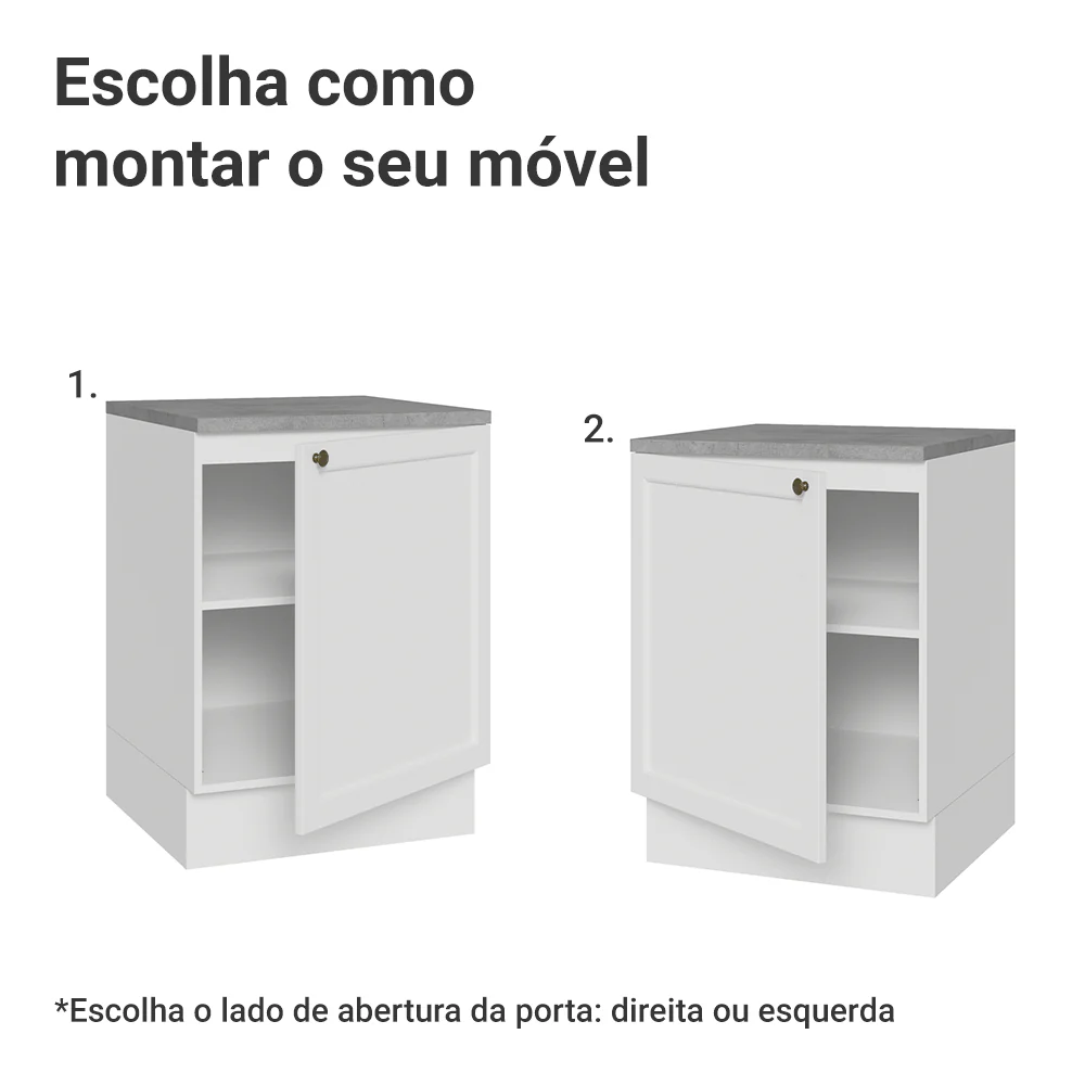 Balcão de Cozinha 60 cm 1 Porta Branco Vik Madesa - Image 4
