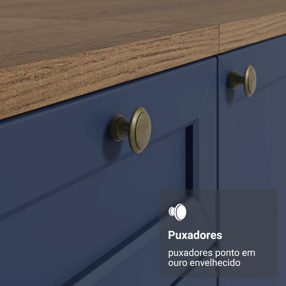 Balcão de Cozinha 60 cm 1 Porta Rustic/Azul Vik Madesa - Image 6