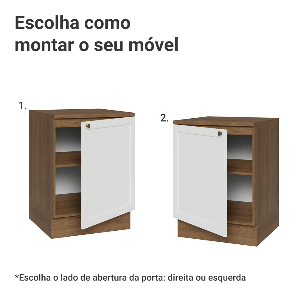 Balcão de Cozinha 60 cm 1 Porta Rustic/Branco Vik Madesa - Image 4