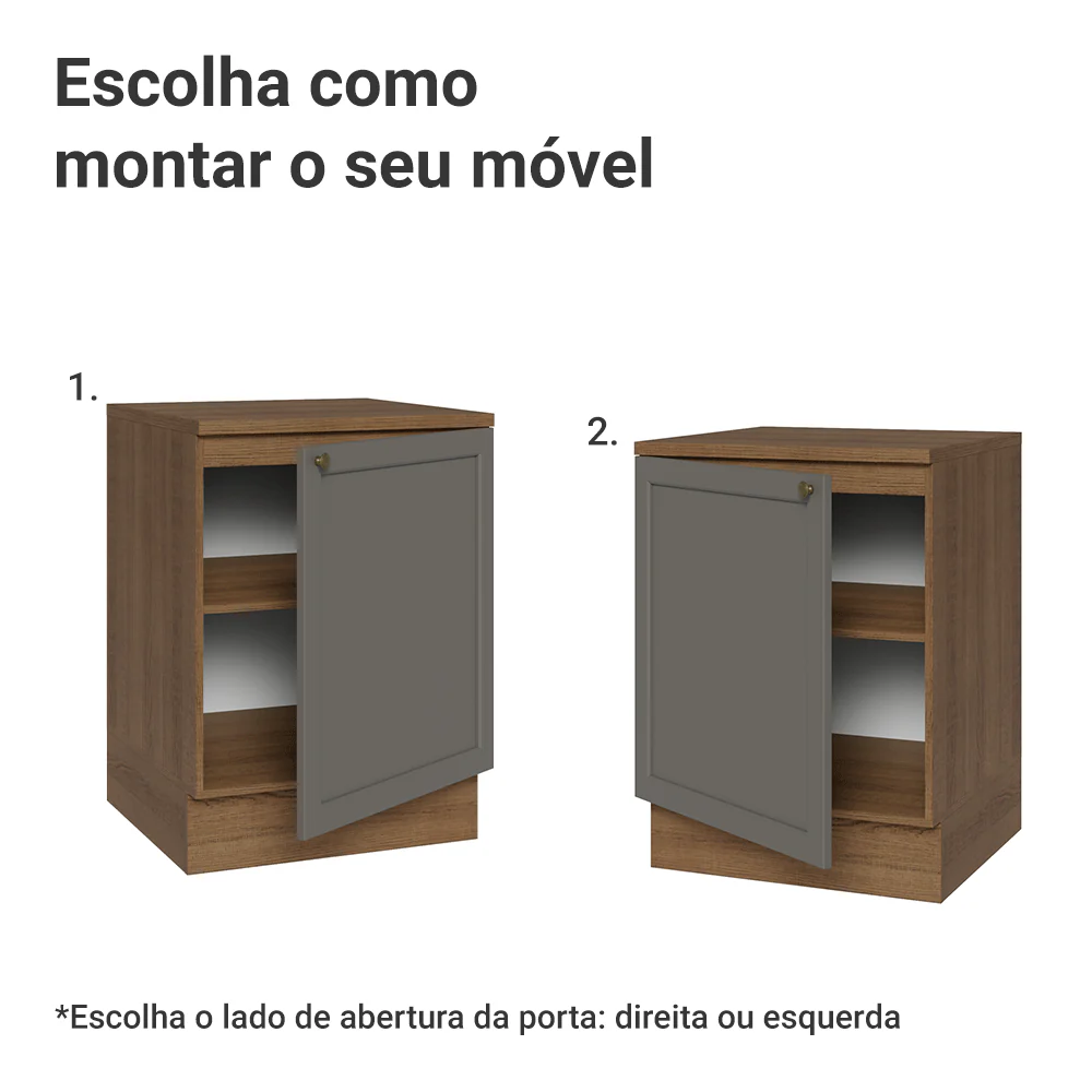Balcão de Cozinha 60 cm 1 Porta Rustic/Cinza Vik Madesa - Image 4