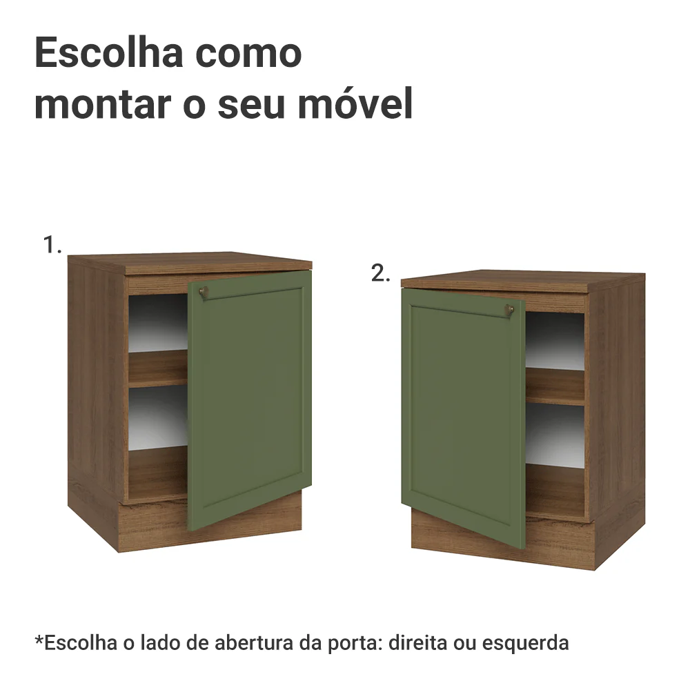 Balcão de Cozinha 60 cm 1 Porta Rustic/Verde Vik Madesa - Image 4