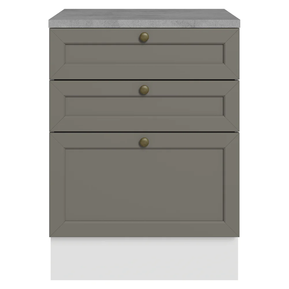 Balcão de Cozinha 60 cm 3 Gavetas Branco/Cinza Vik Madesa - Image 4
