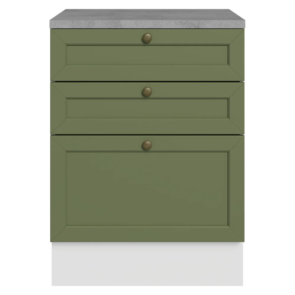 Balcão de Cozinha 60 cm 3 Gavetas Branco/Verde Vik Madesa - Image 4