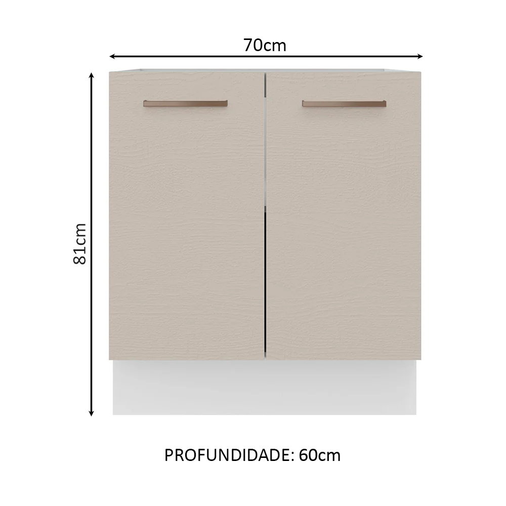 Balcão de Cozinha 70 x 60 cm 2 Portas (Sem Tampo) Branco/Crema Agata Madesa - Image 2