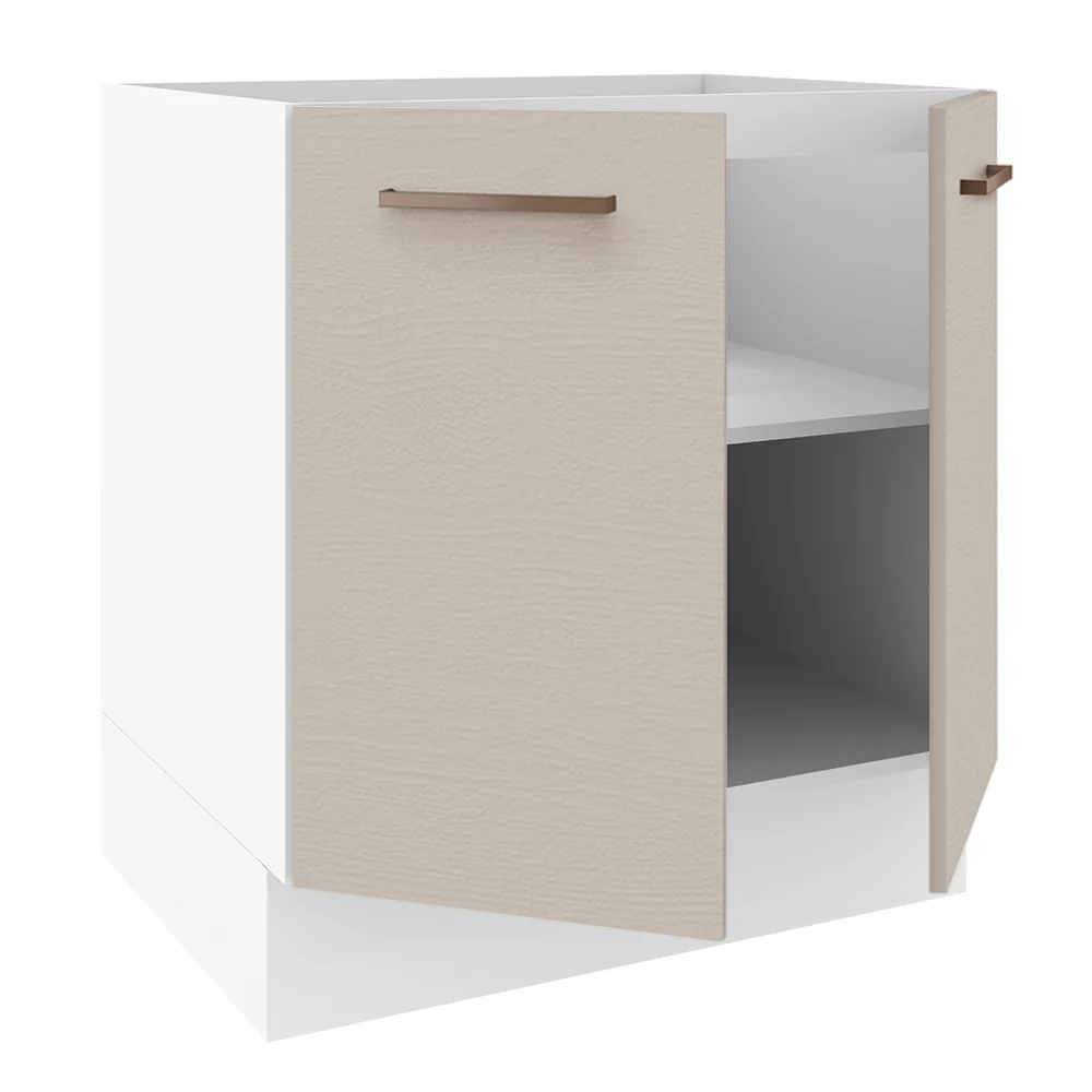 Balcão de Cozinha 70 x 60 cm 2 Portas (Sem Tampo) Branco/Crema Agata Madesa - Image 4