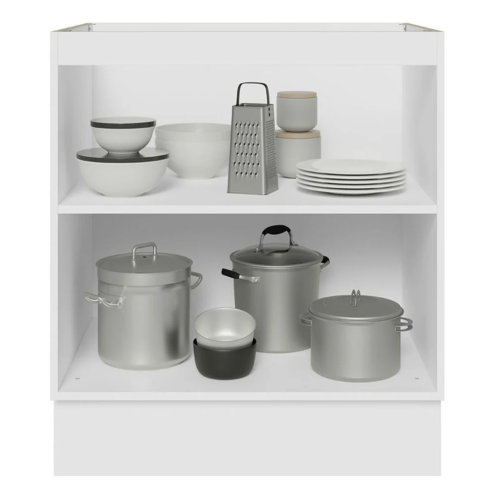 Balcão Cozinha 70 x 60 cm 2 Portas (Sem Tampo) Branco/Preto Glamy Madesa - Image 4