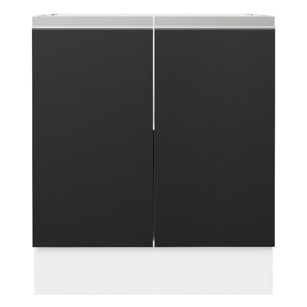 Balcão Cozinha 70 x 60 cm 2 Portas (Sem Tampo) Branco/Preto Glamy Madesa - Image 7