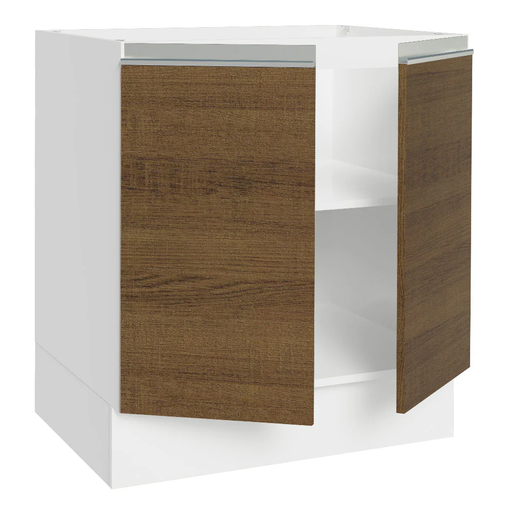 Balcão Cozinha 70 x 60 cm 2 Portas (Sem Tampo) Branco/Rustic Glamy Madesa - Image 5