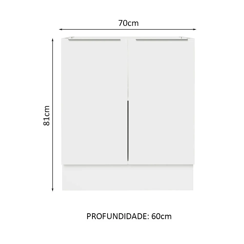 Balcão Cozinha 70 x 60 cm 2 Portas (Sem Tampo) Branco Stella Madesa - Image 2