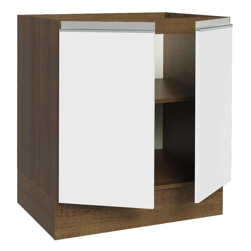 Balcão Cozinha 70 x 60 cm 2 Portas (Sem Tampo) Rustic/Branco Glamy Madesa - Image 5
