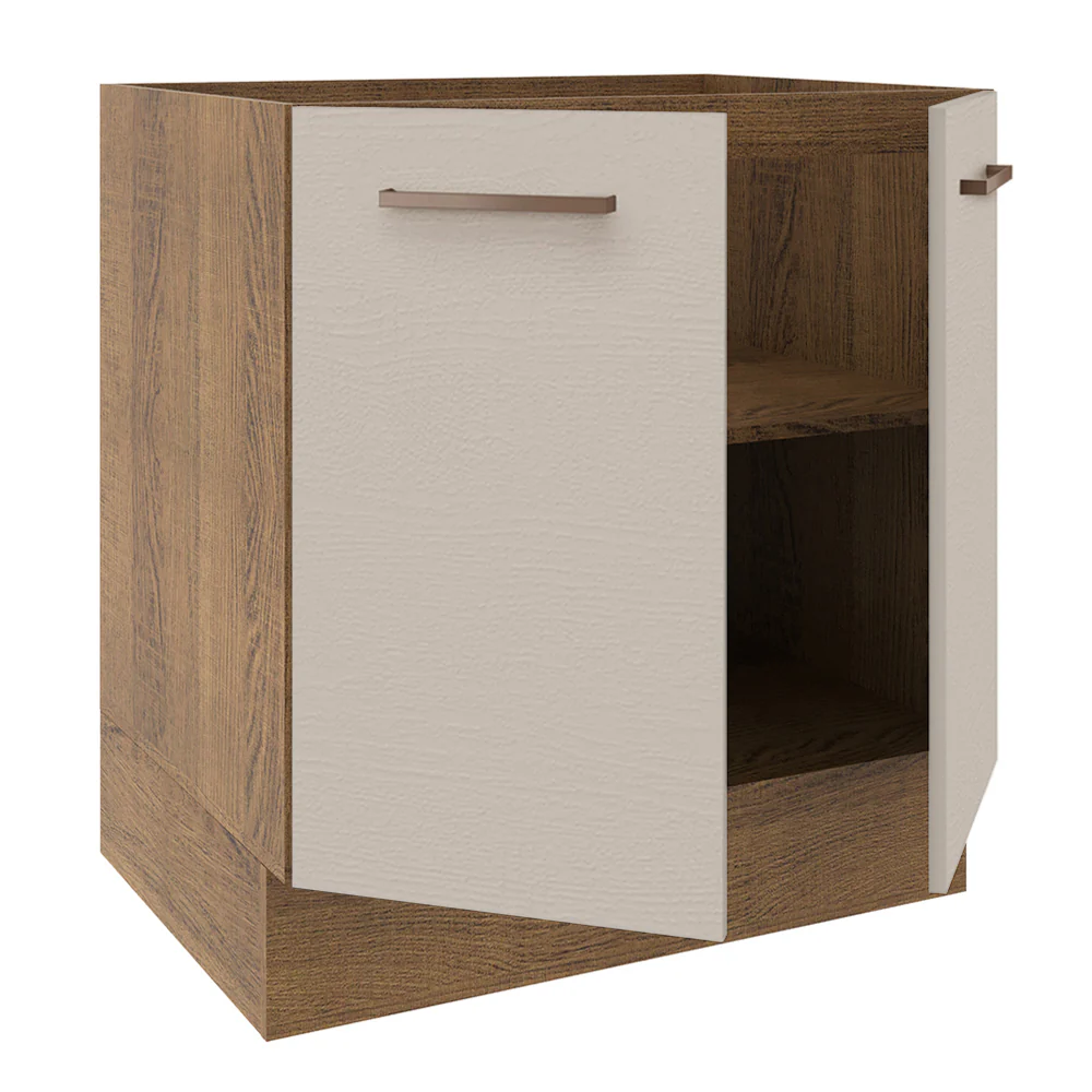 Balcão de Cozinha 70 x 60 cm 2 Portas (Sem Tampo) Rustic/Crema Agata Madesa - Image 4