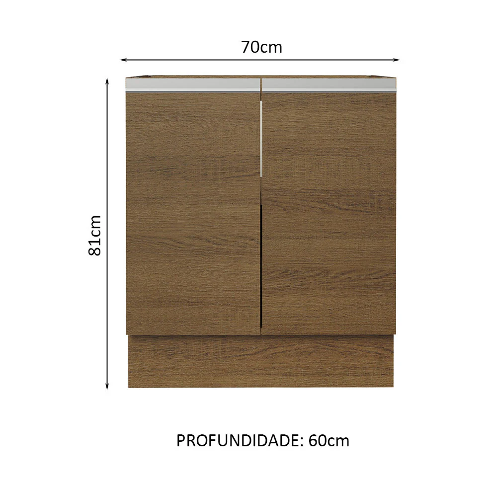 Balcão Cozinha 70 x 60 cm 2 Portas (Sem Tampo) Rustic Glamy Madesa - Image 2